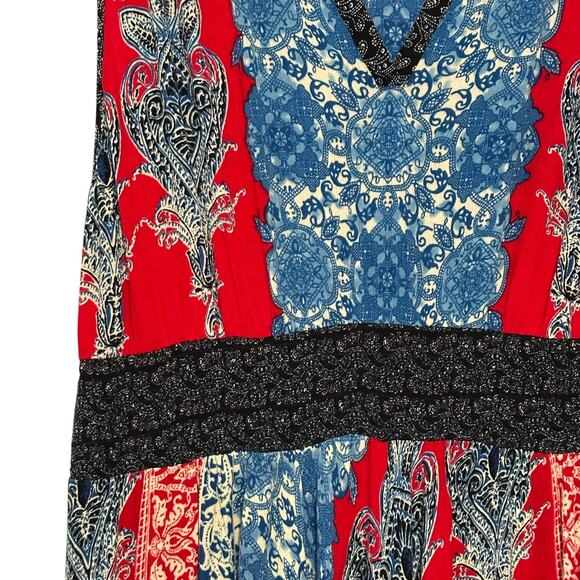 BILA Americana Bandana Print Handkerchief Hem V-Neck Boho Maxi Dress Size (XXL) - Picture 5 of 15